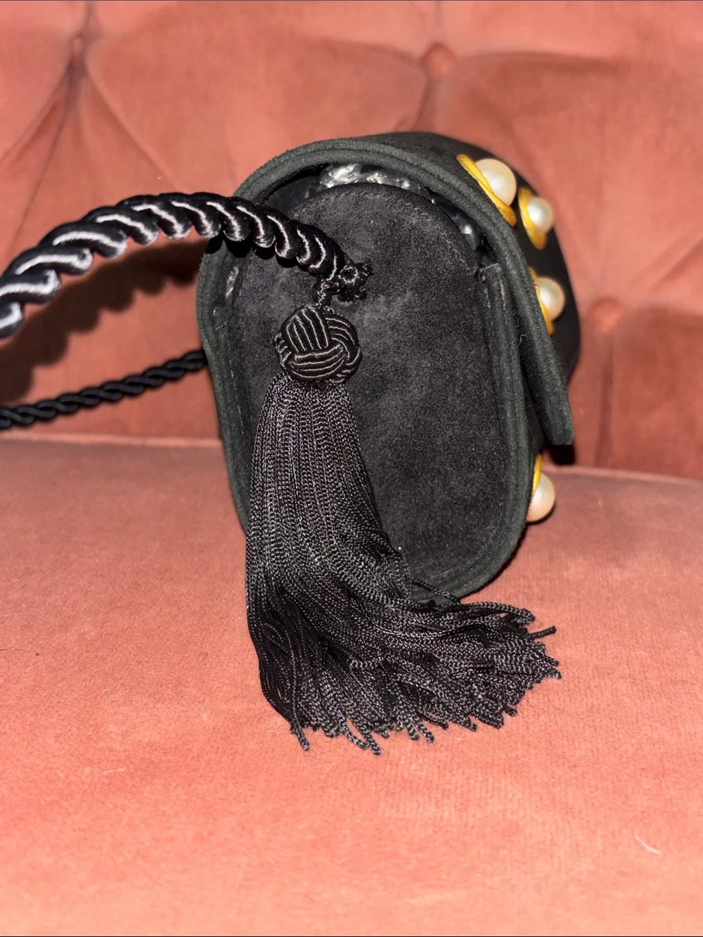 Vintage Susan Gail evening bag pearl detail small crossbody elegant timeless - Picture 8 of 15